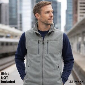 SCOTTeVEST Fireside Fleece Vest XL Gray 15 Pocket Travel Tech Utility Hiking Zip